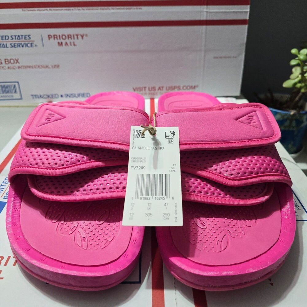 Adidas Pink Pharrell Hu Slides Sz 12
